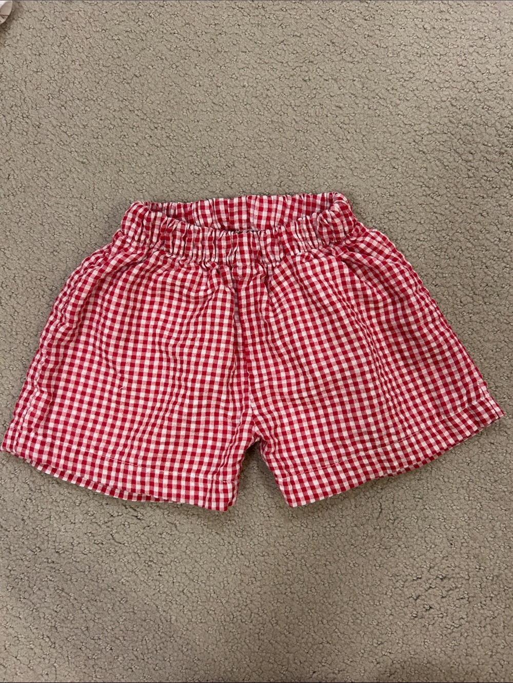 Red Gingham Elastic-Waist Boy’s Shorts